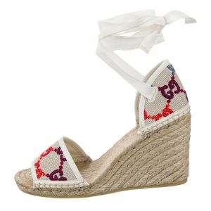 Gucci canvas wedge espadrille. Worn 2x.  Size 36, fit TTS.